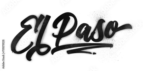 El Paso city name written in graffiti-style brush script lettering with spray paint effect isolated on transparent background
