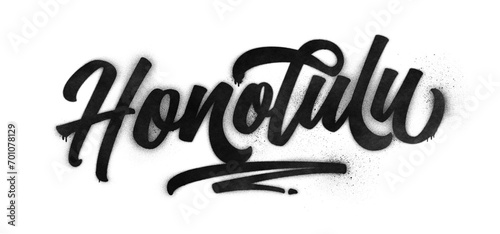 Honolulu city name written in graffiti-style brush script lettering with spray paint effect isolated on transparent background