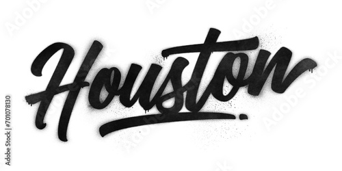 Houston city name written in graffiti-style brush script lettering with spray paint effect isolated on transparent background