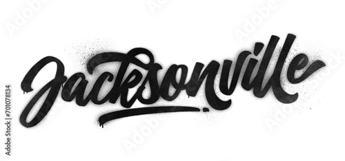 Jacksonville city name written in graffiti-style brush script lettering with spray paint effect isolated on transparent background