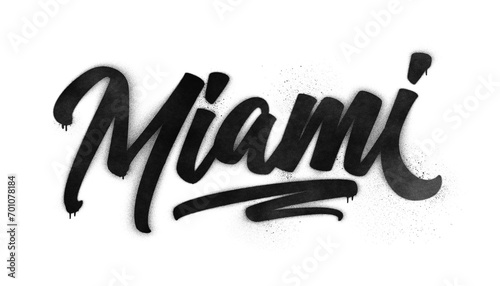 Miami city name written in graffiti-style brush script lettering with spray paint effect isolated on transparent background