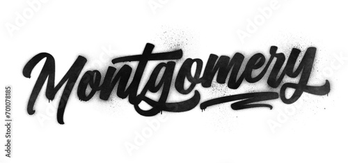 Montgomery city name written in graffiti-style brush script lettering with spray paint effect isolated on transparent background
