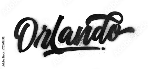Orlando city name written in graffiti-style brush script lettering with spray paint effect isolated on transparent background