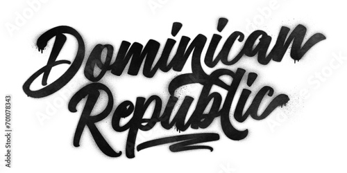 Dominican Republic country name written in graffiti-style brush script lettering with spray paint effect isolated on transparent background