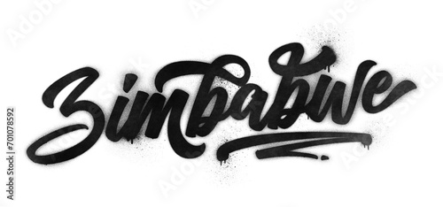 Zimbabwe country name written in graffiti-style brush script lettering with spray paint effect isolated on transparent background