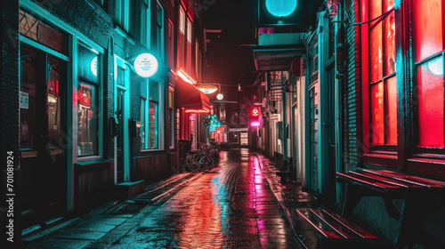 Red light district at night photo