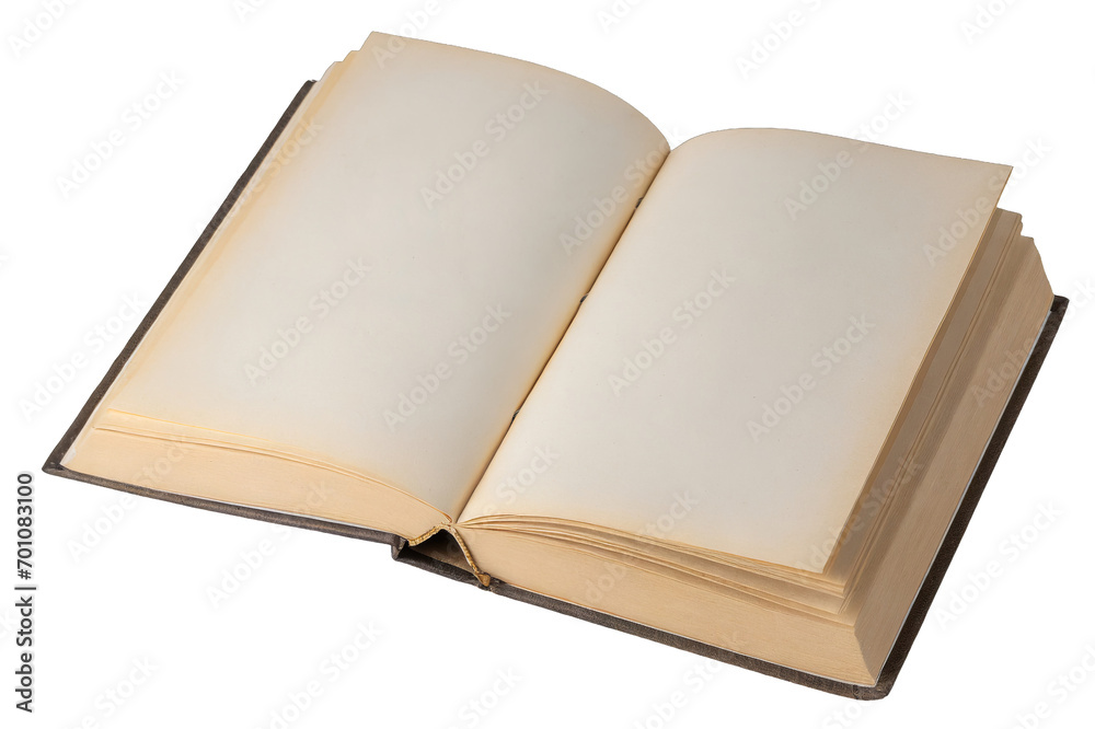 Old book cut out, open with blank pages - isolated on trtansparent background Old book cut out, open with blank pages - isolated on trtansparent background