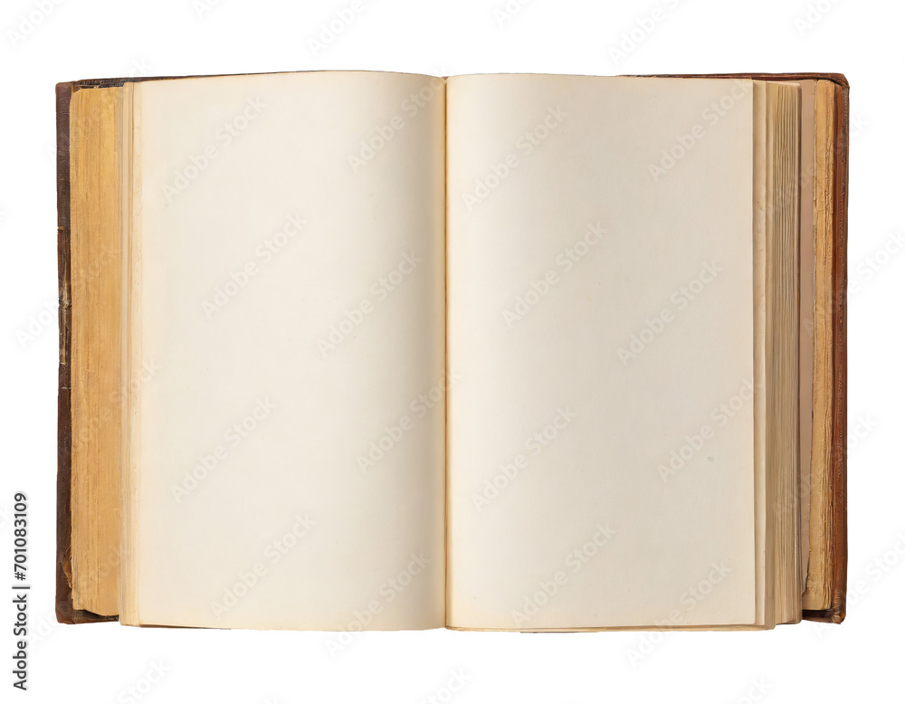 Old book cut out, open with blank pages - isolated on trtansparent background Old book cut out, open with blank pages - isolated on trtansparent background