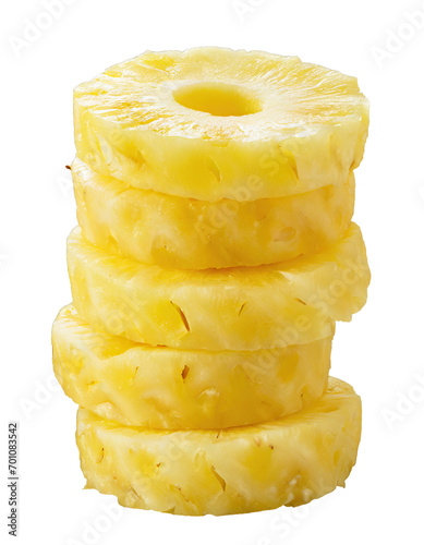  Peeled pineapple rings in a stack - isolated on trtansparent background photo