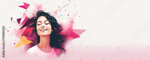Illustration vector abstract  happy woman in pink  for a women's day , photo