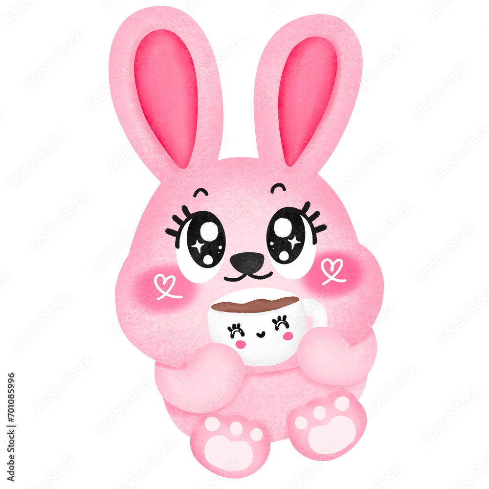 Cute rabbit with coffee Cute rabbit with coffee