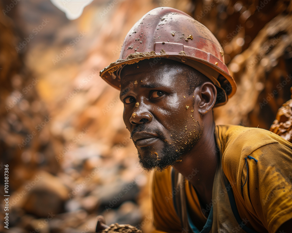 A Portrait of a Miner Wearing a Hard Hat A Portrait of a Miner Wearing a Hard Hat