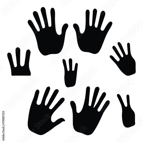 Black silhouette of hand print sets design vector illustration