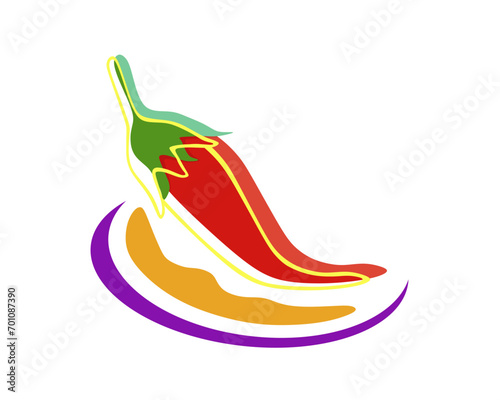 Abstract red chili pepper isolated on white. Flat vector design.