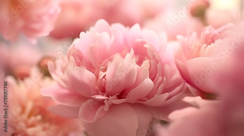 Unfocused blur pink peony petals abstract romance bac.Generative AI