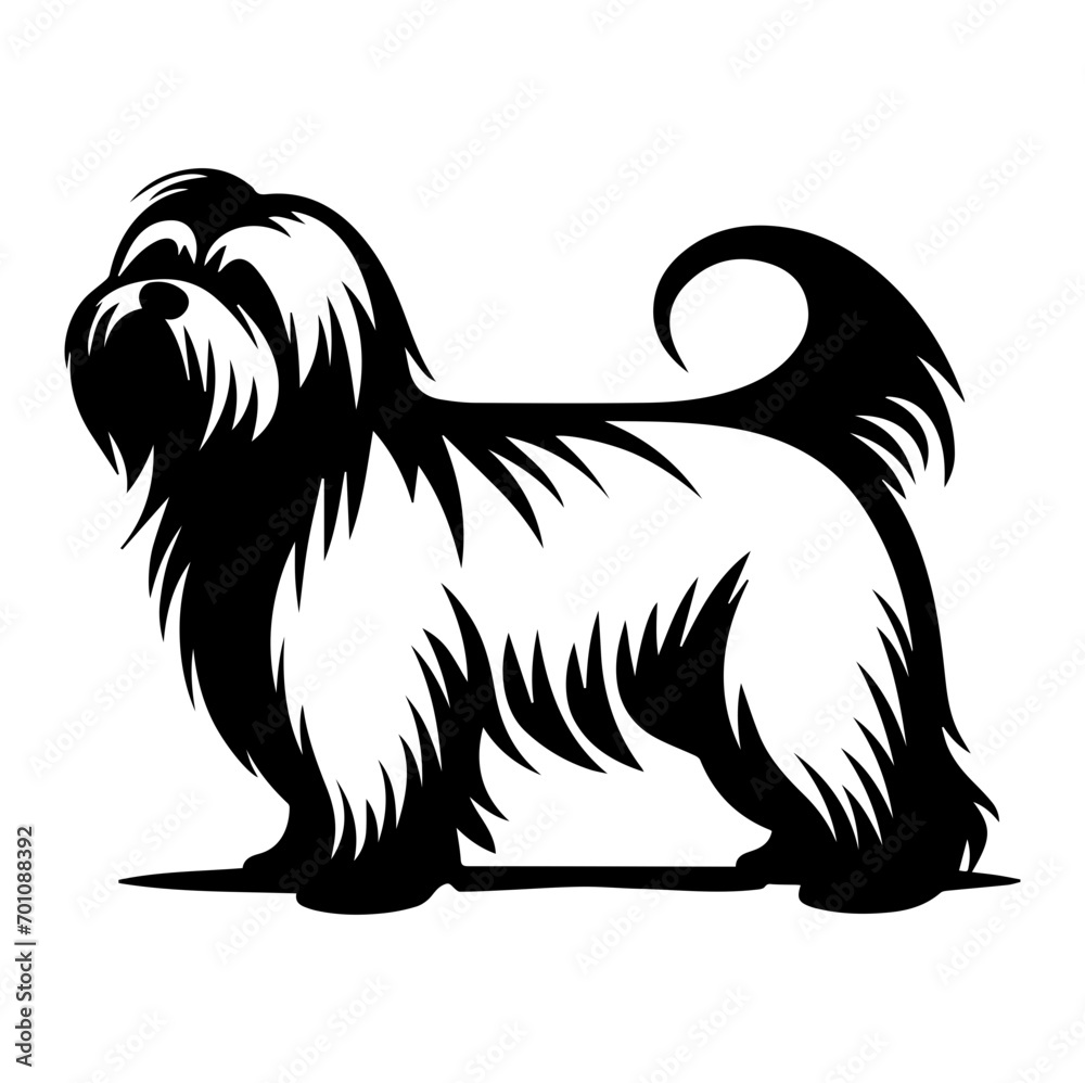 Standing Shih Tzu dog, Shih Tzu Dog monochrome clip art. Vector ...