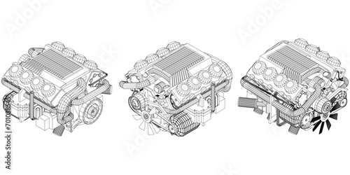 Line art gasoline engines and Future development of engine systems for electric cars