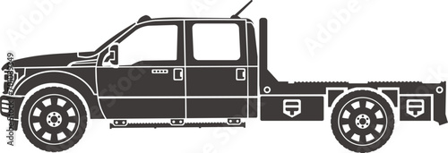 Flatbed Truck Double Cabin Vector