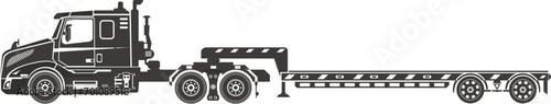 Semi Drop Long Trailer Truck Vector