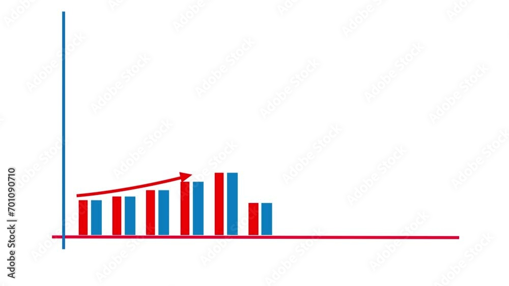 Abstract increasing arrow business graph icon animation on white background  