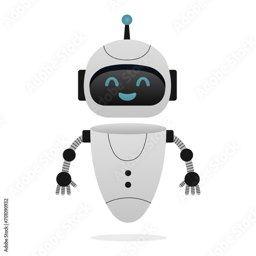 Chatbot neural network, AI servers and robots technology. Cute chatbot ai character.