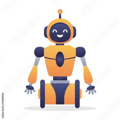 Robot, chat bot neural network, AI servers and robots technology. Cute robot ai character.