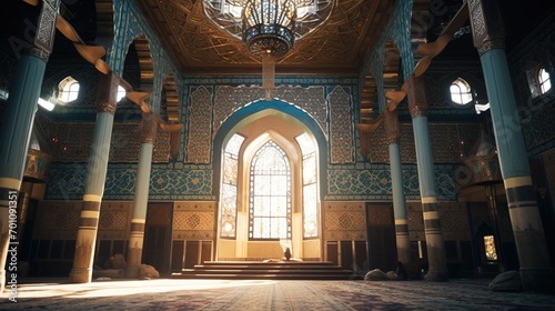 Interior of Mosque  Concept of Ramadan Kareem  Islamic Background  Generative Ai