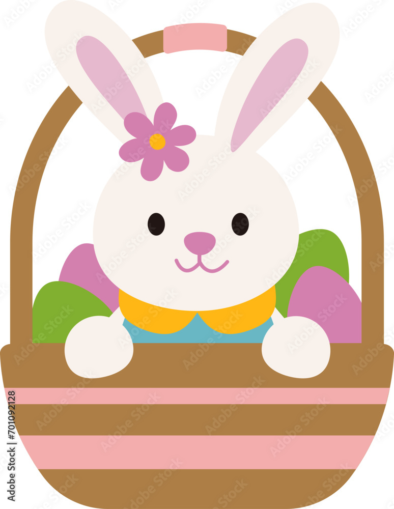 Easter bunny sitting in basket vector Easter bunny sitting in basket vector