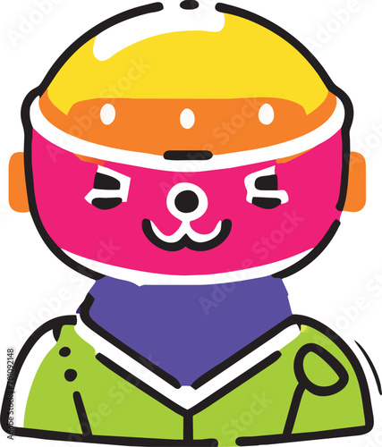 takashi harukami style cute mascot cute mascot geometric figure, icon doodle offset fill photo