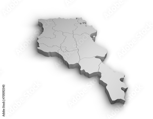 3d Armenia map illustration white background isolate