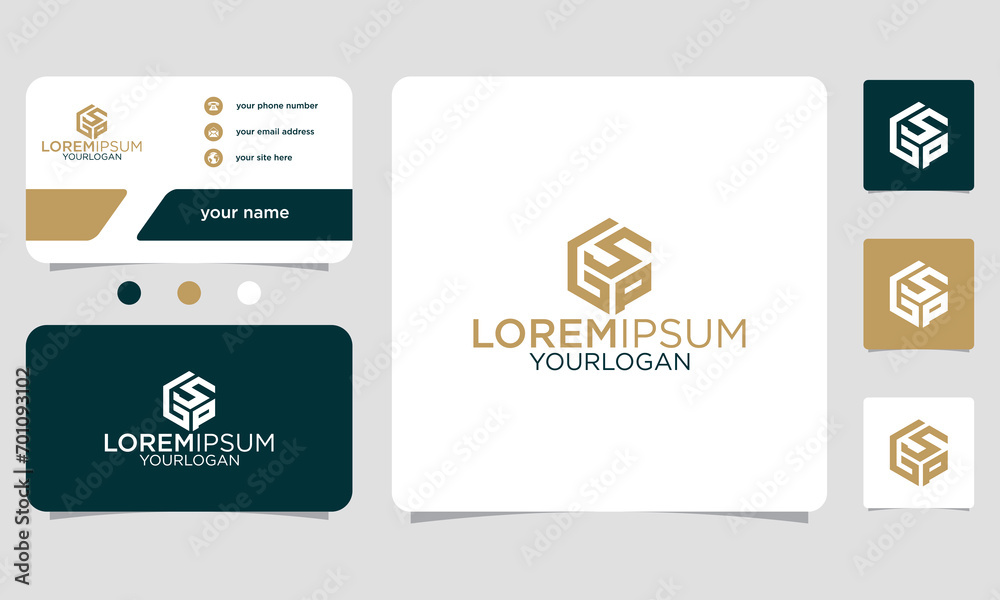 initials gsp monogram business card logo design vector