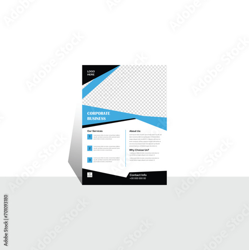 Blue and Black color abstract Corporate business flyer template