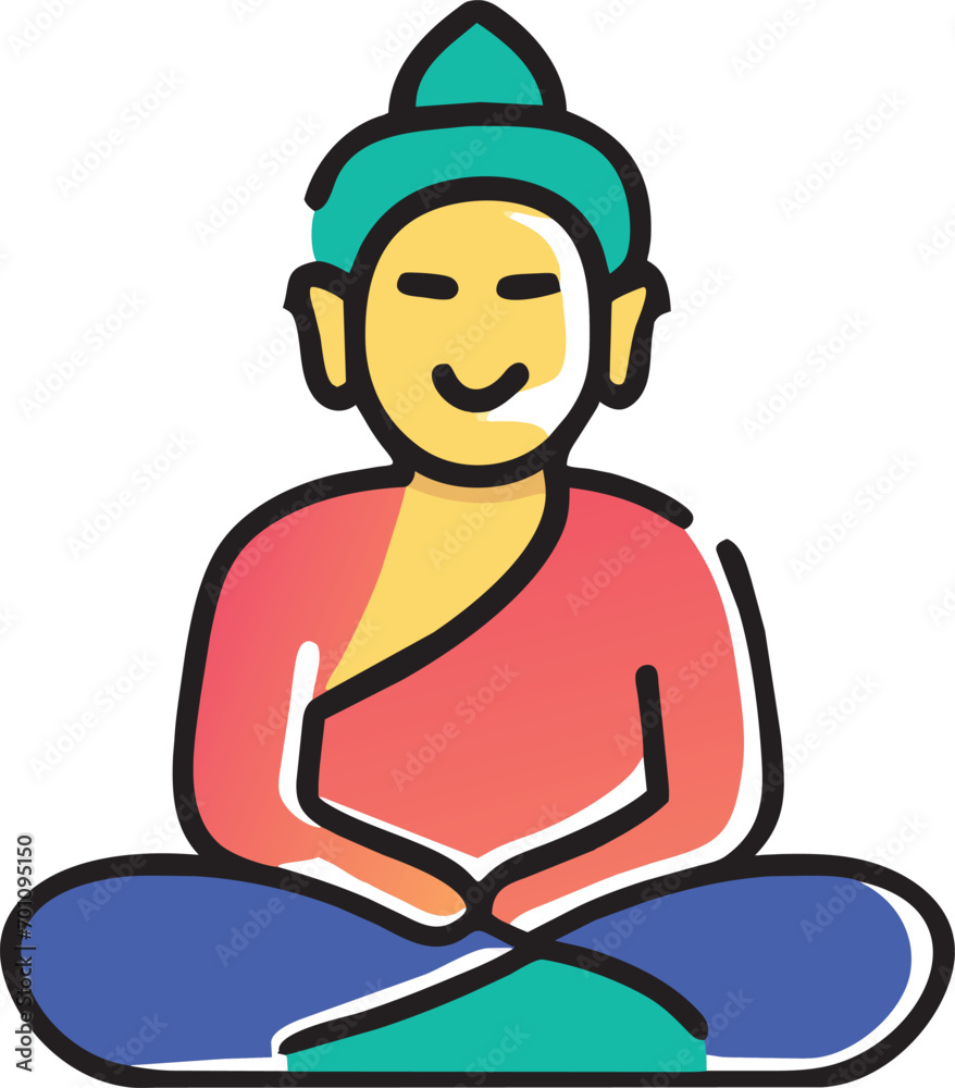 buddha meditating, icon doodle offset fill