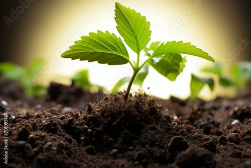 Soils embrace Young plant symbolizing growth, vitality, and natures cycle.