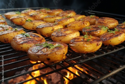 Grill mastery Whole small potatoes, bacon bits, grilled to perfection.