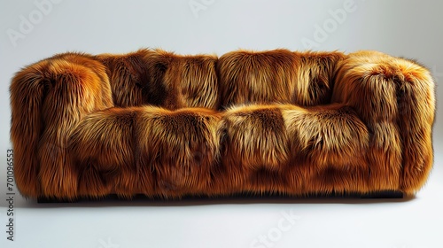 A brown luxury fur sofa, generative AI