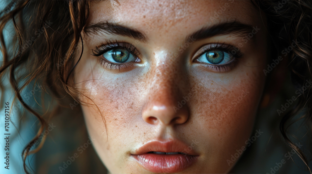Fototapeta premium expressive face of a young woman. Generative AI