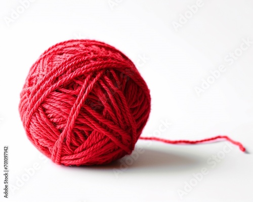 Red ball of yarn isolated on white