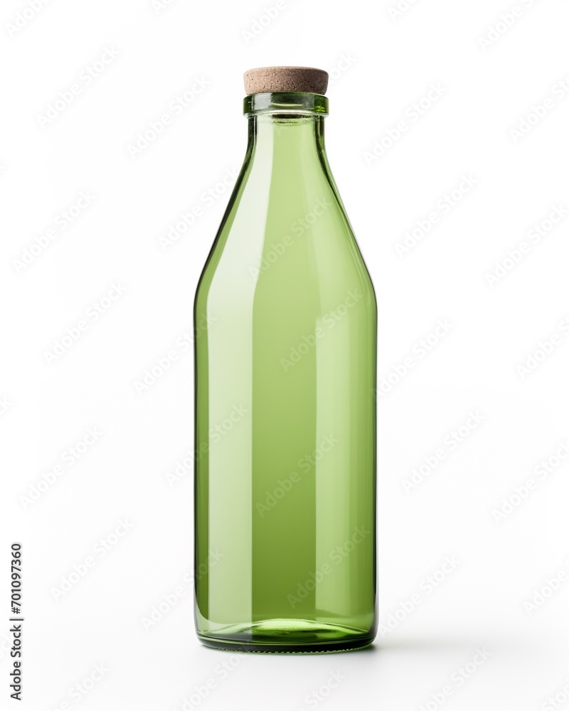 Minimal designed green water bottle with lid isolated on white background. Minimal designed green water bottle with lid isolated on white background.