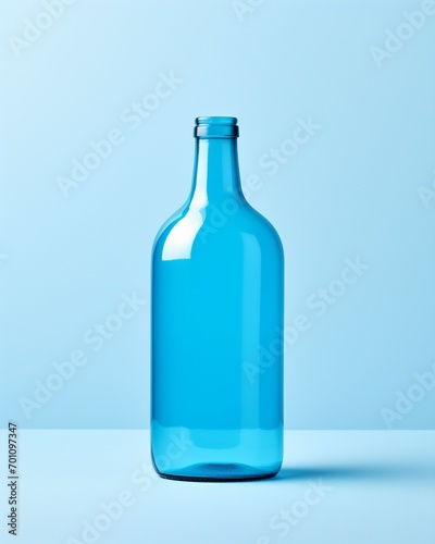 Minimal designed blue bottle isolated on white background, for wine bottle, home deco vase, water bottle.