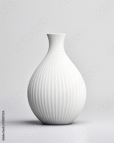 Minimal designed white ceramic bottle isolated on white background, bone china vase, graceful designed home deco vase.