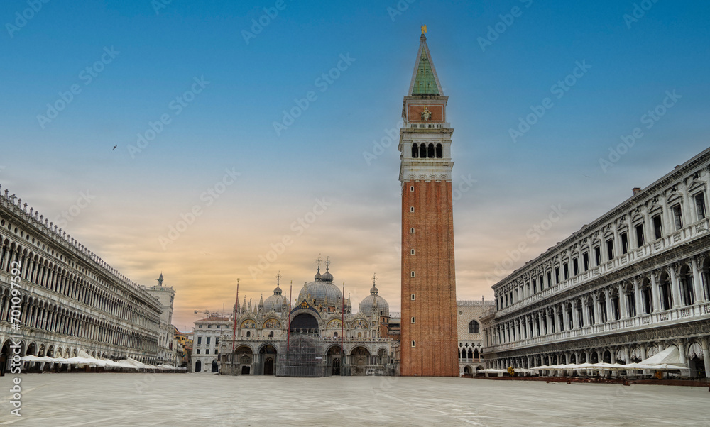 Piazza San Marco with the Basilica of Saint Mark and the bell tower of St Mark's Campanile