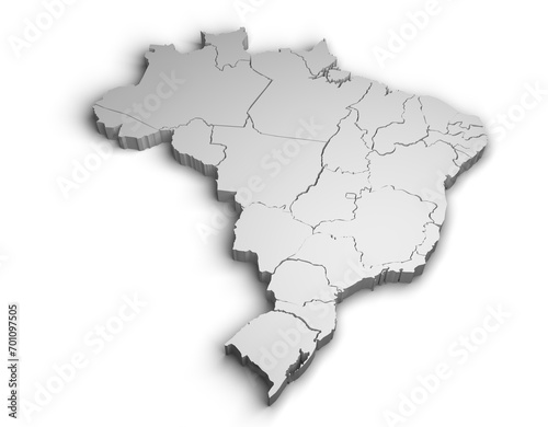 3d Brazil map illustration white background isolate photo