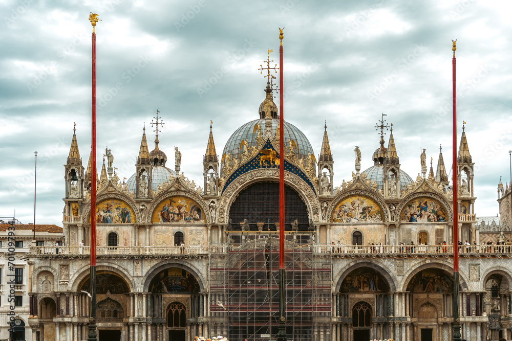 View of Basilica di San Marco on piazza San Marco in Venice, Italy.