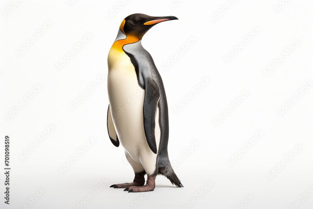 Fototapeta premium Penguin on a white background. Animal side portrait.