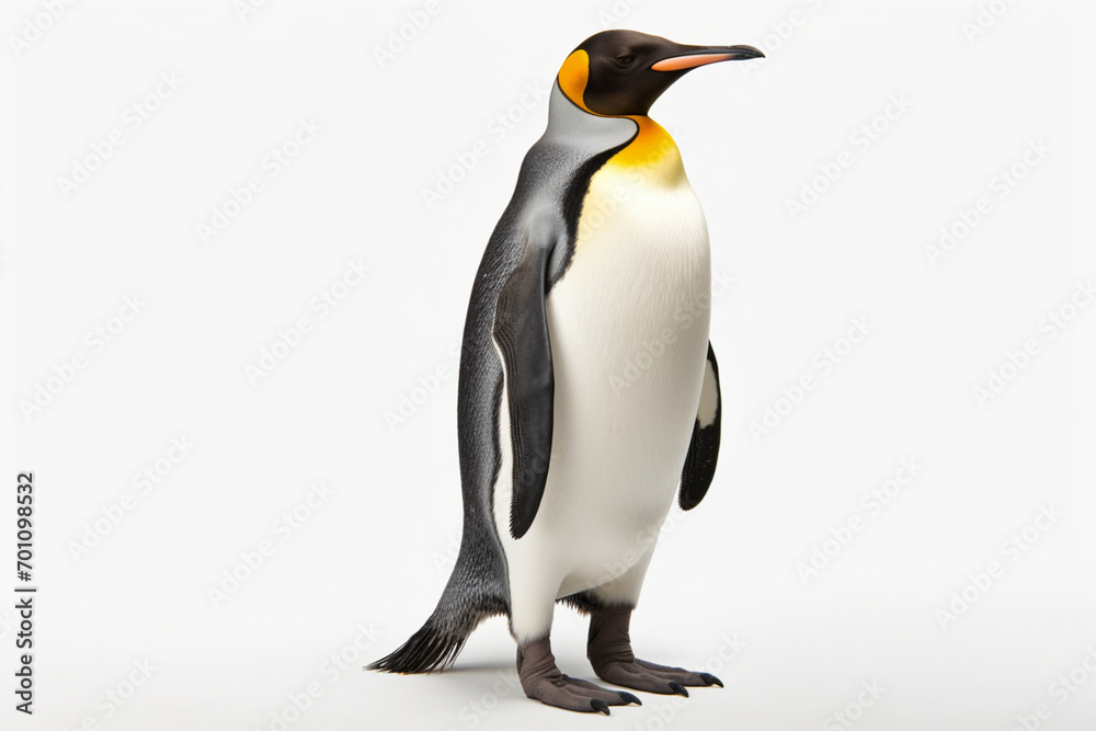 Fototapeta premium Penguin on a white background. Animal side portrait.