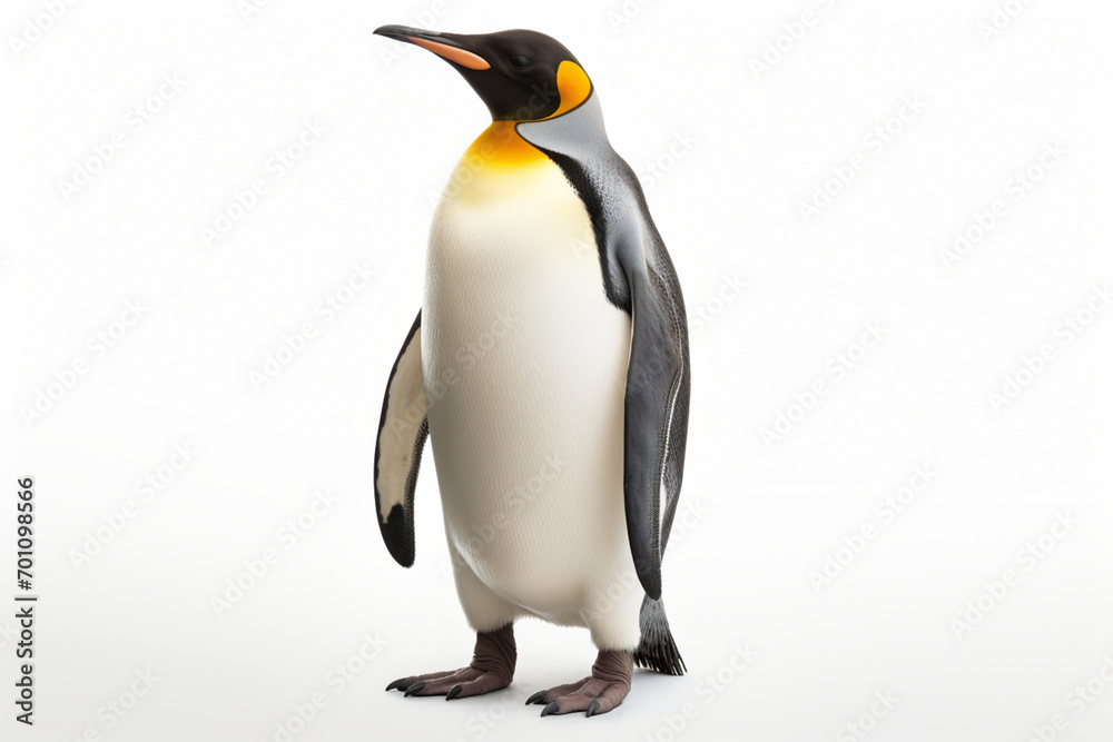 Fototapeta premium Penguin on a white background. Animal side portrait.