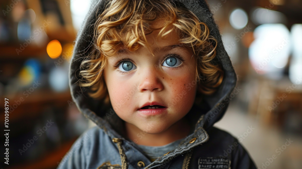 Fototapeta premium a handsome boy with the emotion of surprise. Generative AI