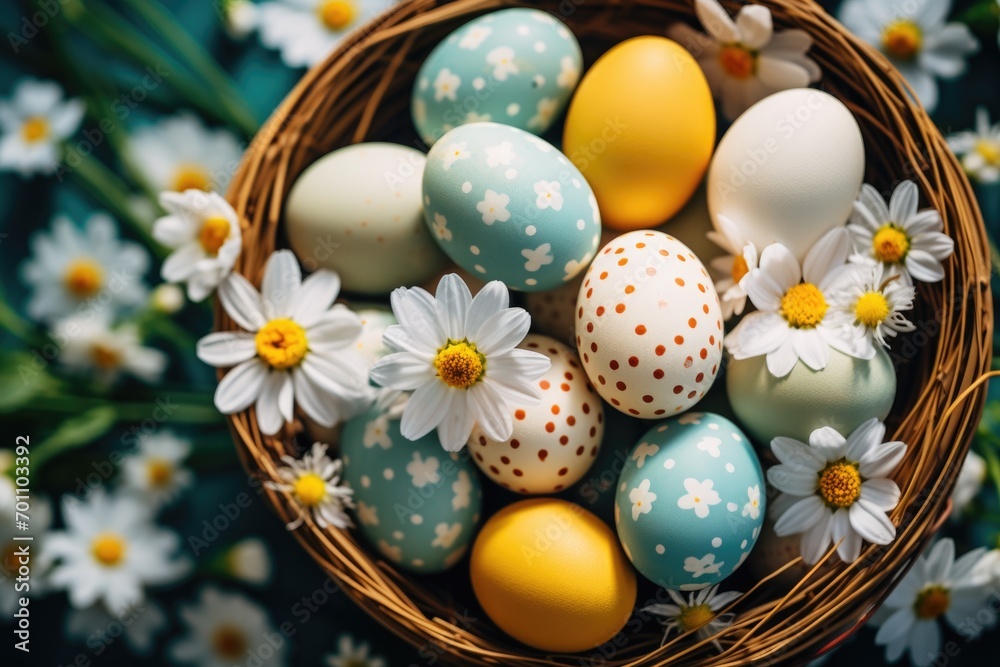 Easter eggs in a basket Easter eggs in a basket