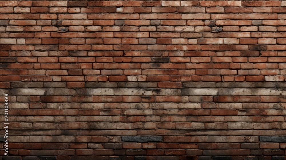 Fototapeta premium An AI-generated seamless texture that convincingly replicates the look of weathered, rustic brick walls with consistent patterns and authentic imperfections.